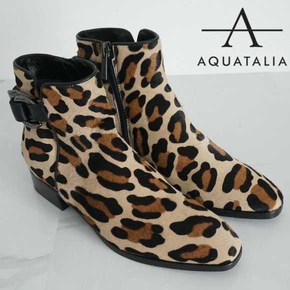 Aquatalia Shoes - Aquatalia Leopard Women's Ankle Boots Brown 6.5